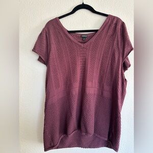Torrid Plum Pointelle Knit Short Sleeve Top | Size 4
